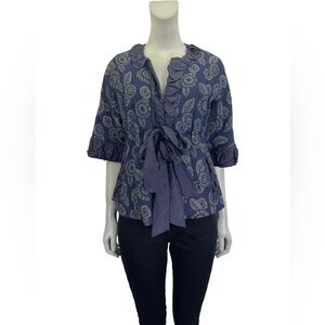 Marc By Marc Jacobs | Tie Front Top Womens Size 2 Blue 3/4 Sleeve Floral